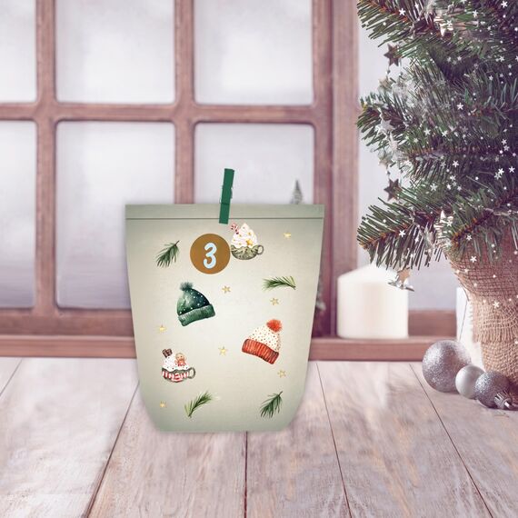 KOHMUI Adventskalender zum Befüllen, 24 Weihnachtskalender zum Selber Basteln, Adventstüten Papiertüten mit Zahlen Aufkleber zum Selbstbefüllen