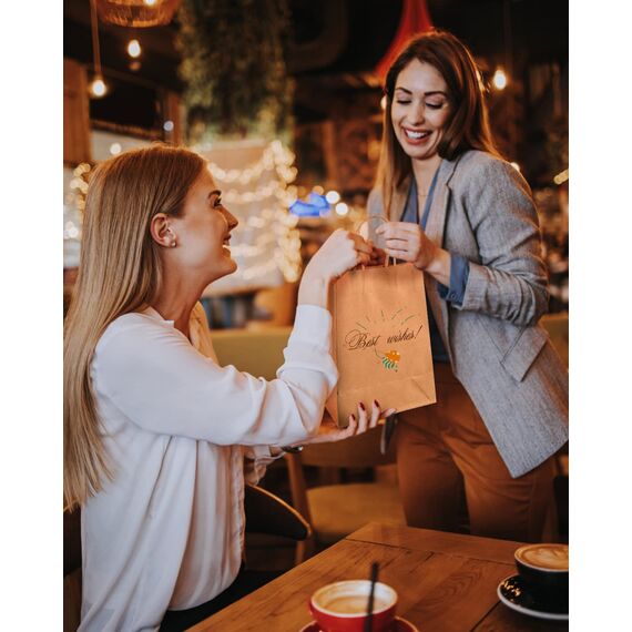 BESCOST Papiertüten, 40 Stück Geschenktüten, Kraftpapiertüten mit Henkel, 21 x 27 x 11cm, Geschenktüten für Einkaufen, Verpackungen, 130 g/m², Braun