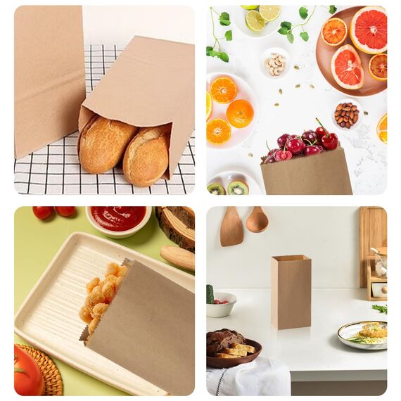 50 x Papiertüten Klein, 13x8x24cm Braun Papiertüten Geschenktüten, Butterbrottüten, Samentütchen, Mitgebsel Tüten für Hochzeit Party(L)