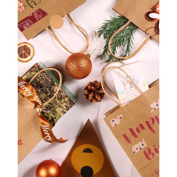 BESCOST Papiertüten, 40 Stück Geschenktüten, Kraftpapiertüten mit Henkel, 21 x 27 x 11cm, Geschenktüten für Einkaufen, Verpackungen, 130 g/m², Braun