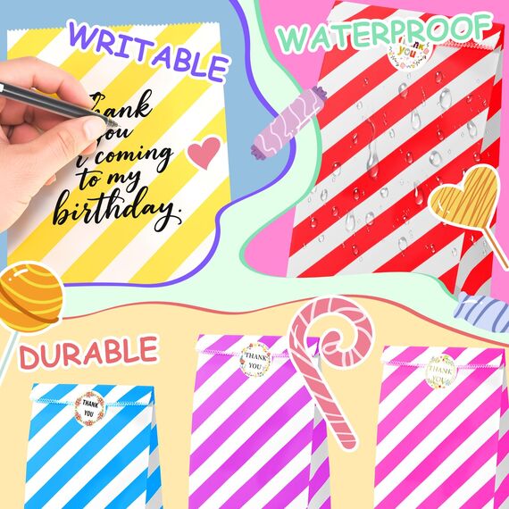 48 Stück Geschenktüten Kindergeburtstag,Tüten kindergeburtstag mit 63 Aufkleber,Papiertüten Kindergeburtstag,Geschenktüten Klein für Mitgebsel Kindergeburtstag,Hochzeit,Party