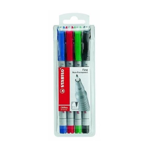 STABILO Folienstifte OH Pen F 0,7mm non-permanent (4 piece)
