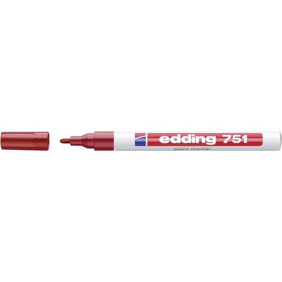 edding 750 Lackmarker - rot - 1 Stift - Rundspitze 2-4 mm - Lackstift zur Markierung und Beschriftung von Metall, Glas, Stein oder Kunststoff - hitzebeständig, permanent, wisch- und wasserfest