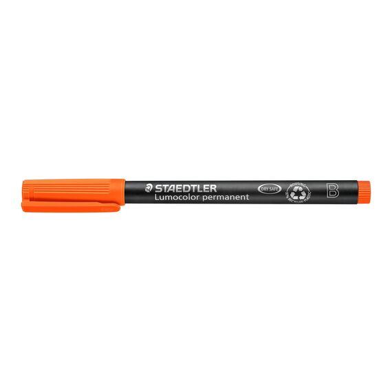 STAEDTLER permanent Marker Lumocolor, orange, Keilspitze ca. 1,0 - 2,5 mm, wisch- und wasserfest, Made in Germany, lange Lebensdauer, 10 orange Universalstifte im Kartonetui, 314-4