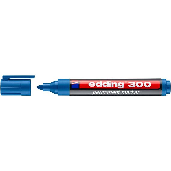 edding 300 Permanentmarker - hell-blau - 10 Stifte - Rundspitze 1,5-3 mm - wasserfest, schnell-trocknend - wischfest - für Karton, Kunststoff, Glas, Holz, Metall, Glas