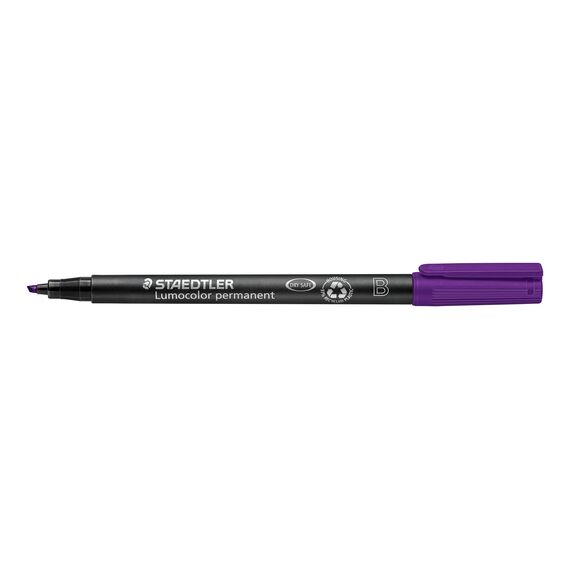 STAEDTLER permanent Marker Lumocolor, violett, Keilspitze ca. 1,0 - 2,5 mm, wisch- und wasserfest, Made in Germany, lange Lebensdauer, 10 violette Universalstifte im Kartonetui, 314-6