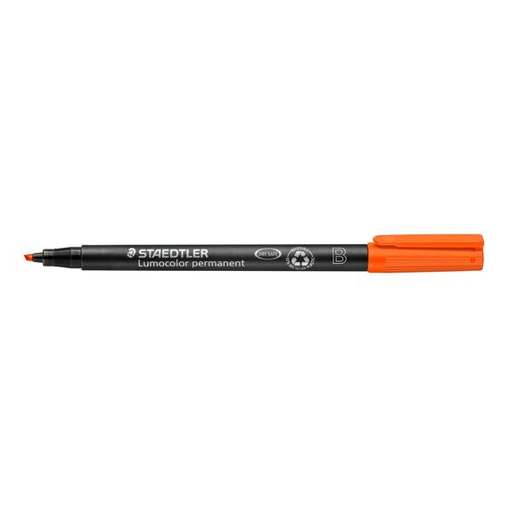 STAEDTLER permanent Marker Lumocolor, orange, Keilspitze ca. 1,0 - 2,5 mm, wisch- und wasserfest, Made in Germany, lange Lebensdauer, 10 orange Universalstifte im Kartonetui, 314-4
