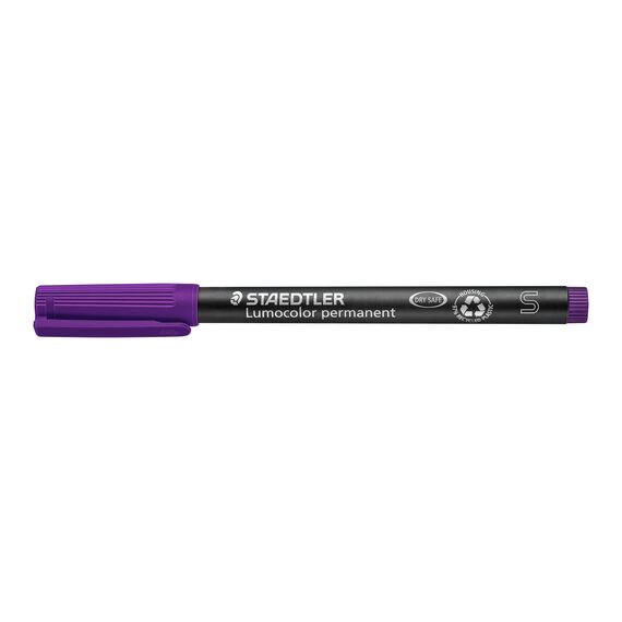 STAEDTLER permanent Marker Lumocolor, violett, Superfein, ca. 0,4 mm, wisch- und wasserfest, Made in Germany, lange Lebensdauer, 10 violette Universalstifte im Kartonetui, 313-6