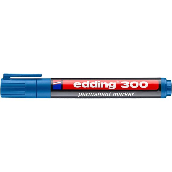edding 300 Permanentmarker - hell-blau - 10 Stifte - Rundspitze 1,5-3 mm - wasserfest, schnell-trocknend - wischfest - für Karton, Kunststoff, Glas, Holz, Metall, Glas