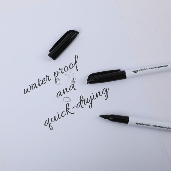 Amazon Basics Permanentmarker, Schwarz, 12er-Pack