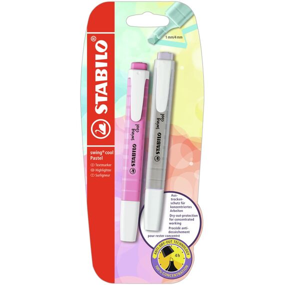 STABILO - Textmarker - swing cool Pastel - 2er Pack - Seidengrau, frische Fuchsie