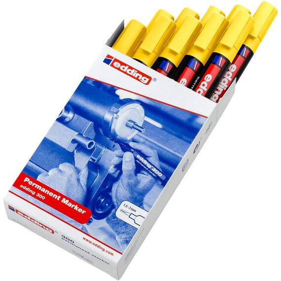 edding 300 Permanentmarker - 10 Stifte - Rundspitze 1,5-3 mm - wasserfest, schnell-trocknend - wischfest - für Karton, Kunststoff, Glas, Holz, Metall, Glas