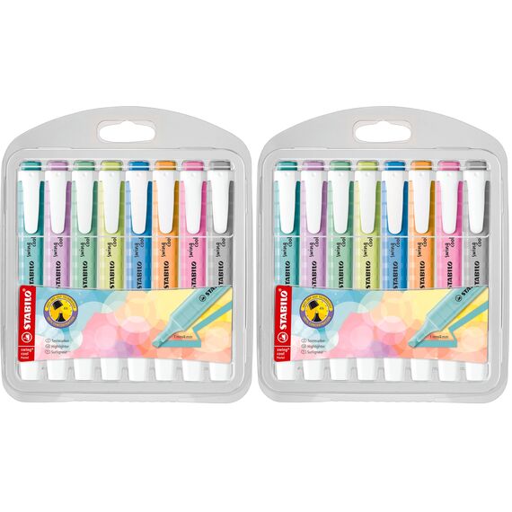 STABILO-Textmarker-swing cool Pastel-2x 8er Pack-mit 8 verschiedenen Farben