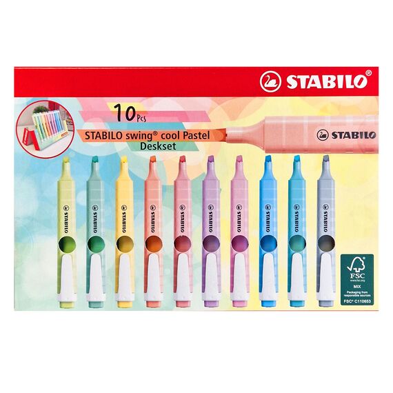 STABILO - Textmarker - swing cool Pastel - 10er Tischset