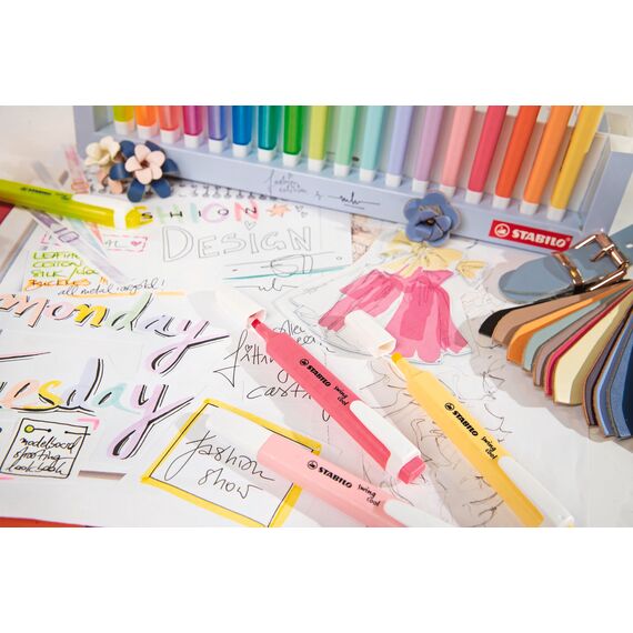 STABILO - Textmarker - swing cool Pastel - 4er Pack - Hauch von Minzgrün, rosiges Rouge, Schimmer von Lila, zartes Türkis