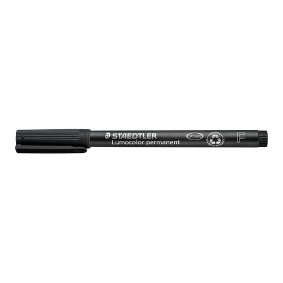 STAEDTLER permanenter Universalstift Lumocolor, wisch- und wasserfest, sekundenschnell trocken, nachfüllbar, F-Spitze - Linienbreite 0,6 mm, 6 Marker in sortierten Farben, 318 WP6