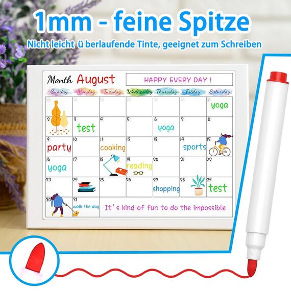 DTYDECLE 10 Stück Whiteboard Stifte, 9 Farbe Whiteboard Marker Magnetische Trockenlösch Abwischbare Marker mit Feiner Spitze für Büro, Schule, Zuhause usw