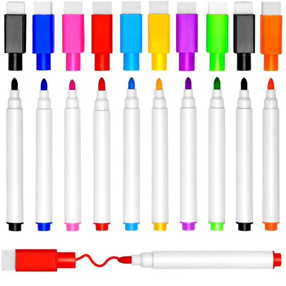 DTYDECLE 10 Stück Whiteboard Stifte, 9 Farbe Whiteboard Marker Magnetische Trockenlösch Abwischbare Marker mit Feiner Spitze für Büro, Schule, Zuhause usw