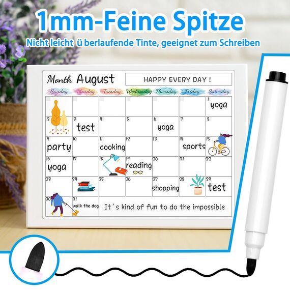 DTYDECLE 22 Stück Schwarze Whiteboard Stifte, Trockenlösch Abwischbare Marker Dry Wipe Markers mit Feiner Spitze für Büro Schule Zuhause