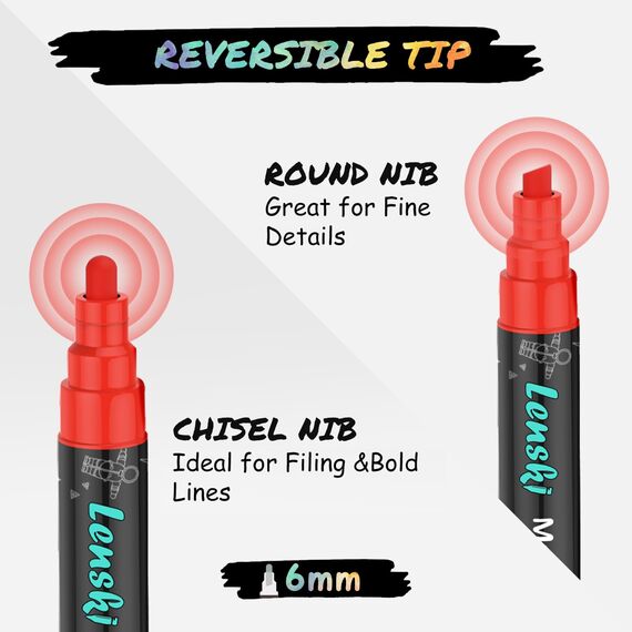 Lenski 8 Kreidestifte für Tafel Abwaschbar, Ostergeschenke, Oster Basteln, 6mm Kreidestifte für Fenster, Kreidestift Kreidemarker Fenster, Fensterkreide Stifte Glasmalstifte