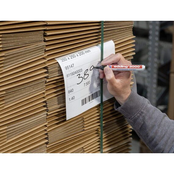 edding 3000 Permanentmarker - ocker- 10 Stifte - Rund-Spitze 1,5-3 mm - schnell trocknender Permanent Marker - wasserfest, wischfest - für Karton, Kunststoff, Holz, Metall - Universalmarker