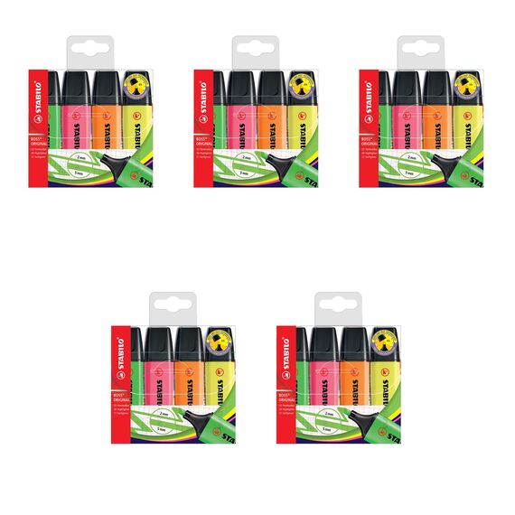 STABILO - Textmarker - BOSS ORIGINAL - 5x 4er Pack - gelb, orange, grün, pink