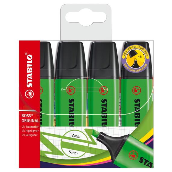 STABILO - Textmarker - BOSS ORIGINAL - 4er Pack - grün
