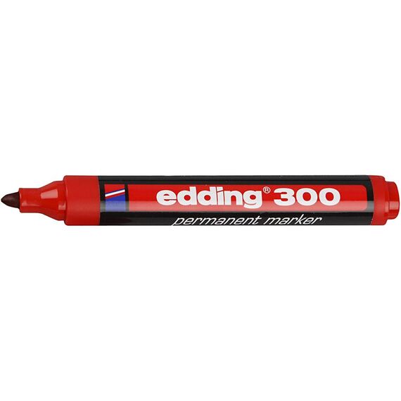 edding 300 Permanentmarker - rot - 1 Stift - Rundspitze 1,5-3 mm - wasserfest, schnell-trocknend - wischfest - für Karton, Kunststoff, Glas, Holz, Metall, Glas