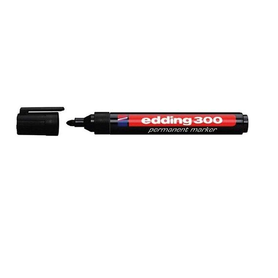 edding 4-300001 300 Industry Permanent Marker - Rundspitze - Beschriftung von Karton, Metall, Gummi und Glas, schwarz (1,5-3 mm, 3er Pack)