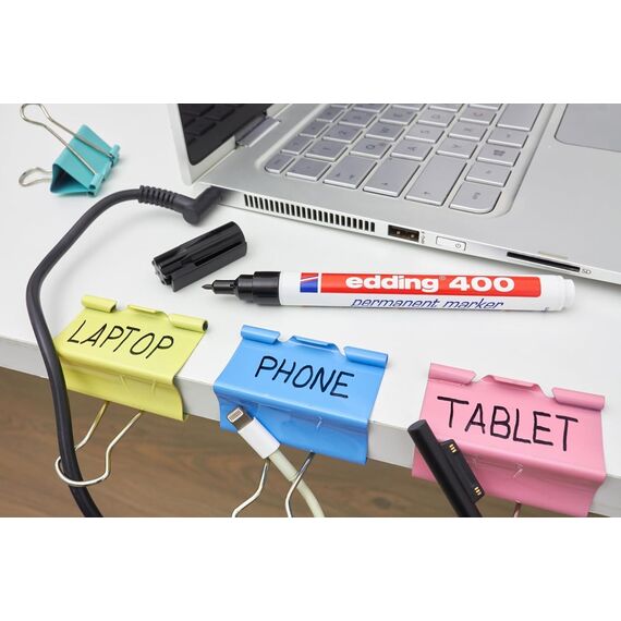 edding 400 Permanentmarker - feine Rundspitze 1 mm - wasserfest, schnell-trocknend - wischfest - für Karton, Kunststoff, Holz, Metall, Glas - 8 Stifte