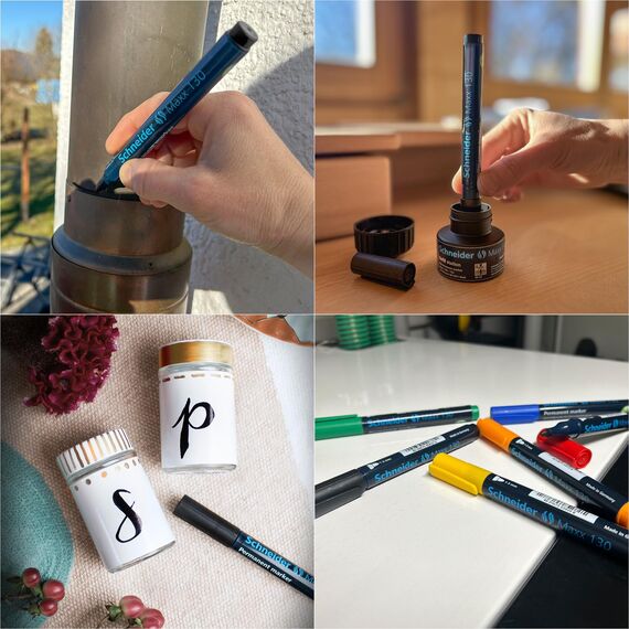 Schneider Maxx 130 Permanent-Marker mit Rundspitze (Strichstärke: 1-3 mm, nachfüllbar) 10er Packung orange