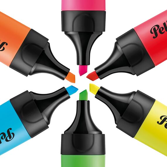 Pelikan Textmarker 490, 6 Neon-Farben, 6 Stück, mit Keilspitze