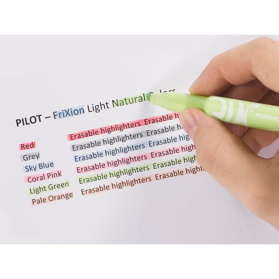 PILOT - 6er-Set FriXion Light Soft - Radierbarer Textmarker - Pastellfarben: Pastellpink, Gelb, Violett, Blau, Orange, Grün - Keilspitze für feine oder breitere Linien