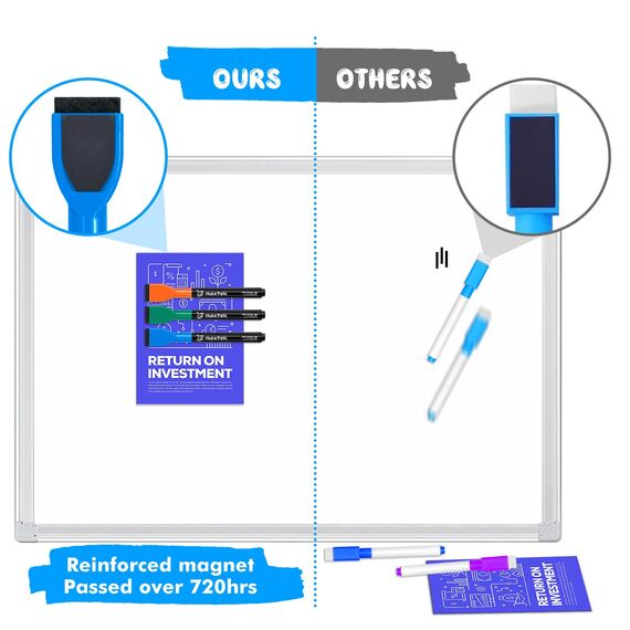 maxtek Whiteboard Stifte, Magnetische, Trocken Abwischbare Marker, Whiteboard Marker mit Feiner Spitze, Folienstift Abwischbar Geruchsarmer Erase Marker mit Radiergummi (12 Farben, 24 Stück)