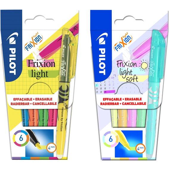 PILOT - Set FriXion Light - Radierbarer Textmarker - Keilspitze für feine oder breitere Linien (Pastell + Neon + Natureal Set, 12 Stück)