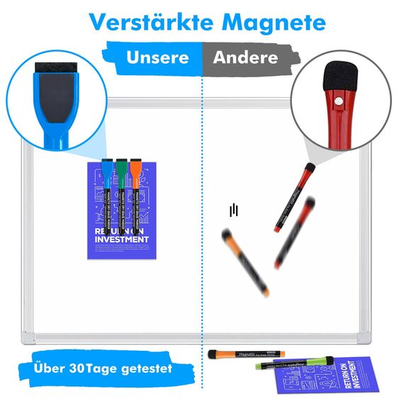 maxtek Magnetische Whiteboard Marker, 8 Farben Stifte abwischbar mit Radiergummi, Feinspitze 1–2 mm Linienbreite, Folienstifte für Zuhause, Schule & Büro (16 Stück)