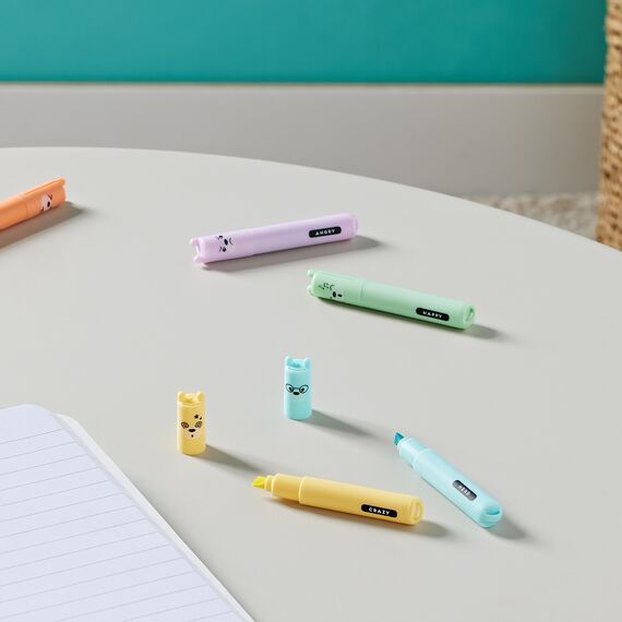 LEGAMI - Teddy's Style, Set mit 6 Mini-Textmarkern, 1 x 7,5 cm, Gelb, Pfirsich, Rosa, Lila, Hellblau, Hellgrün, zum präzisen Unterstreichen und Markieren, Mehrfarbig 2 (Packung mit 2)