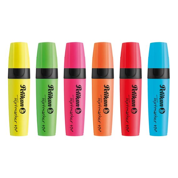 Pelikan Textmarker 490, 6 Neon-Farben, 6 Stück, mit Keilspitze