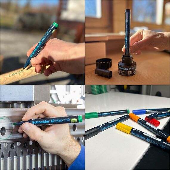 Schneider Maxx 130 Permanent-Marker mit Rundspitze (Strichstärke: 1-3 mm, nachfüllbar) 10er Packung grün