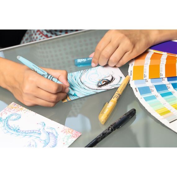 PILOT - 6er-Set FriXion light soft - Radierbarer Textmarker - Keilspitze für feine oder breitere Linien (+ Radierer)