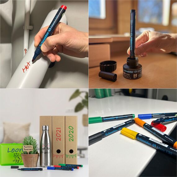 Schneider Maxx 130 Permanent-Marker mit Rundspitze (Strichstärke: 1-3 mm, nachfüllbar) 10er Packung rot