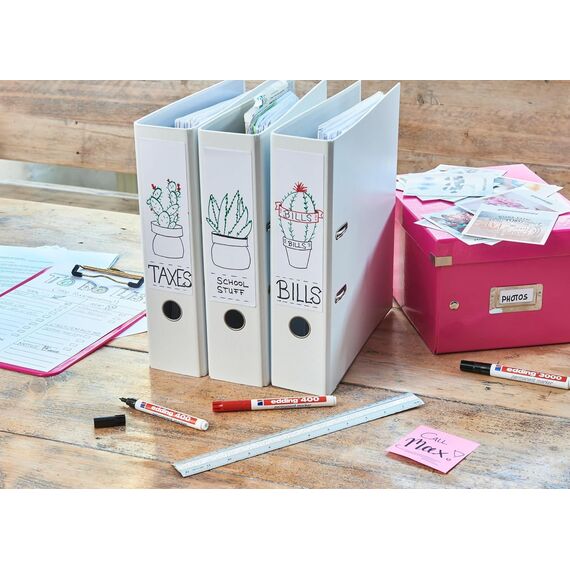 edding 400 Permanentmarker - feine Rundspitze 1 mm - wasserfest, schnell-trocknend - wischfest - für Karton, Kunststoff, Holz, Metall, Glas - 10 Stifte