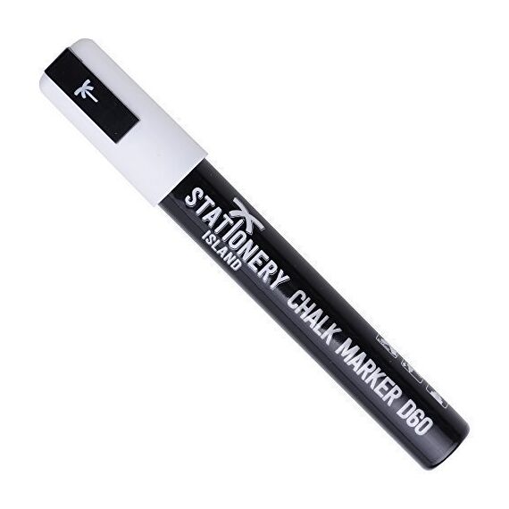 STATIONERY ISLAND Kreidestifte für Tafel Abwaschbar, Weiß Kreidestift für Fenster, 6mm 1 Stück Kreidemarker, Fensterstifte