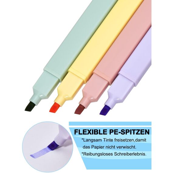 Willingood Textmarker Pastell Bibel Marker, Highlighter Set mit Weicher Meißel Spitze, 8 Stück, Dry Fast, Bibel Stifte für Dünne Papier Journal Planer Buch