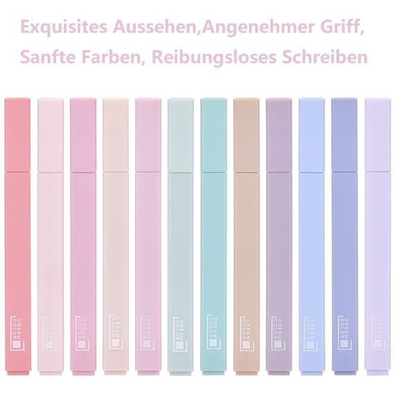 Willingood [12er-Pack] Ästhetische Textmarker mit weicher Keilspitze, No Bleed Bible Highlighter Pastell, Trocknet Schnell Highlighter Stifte