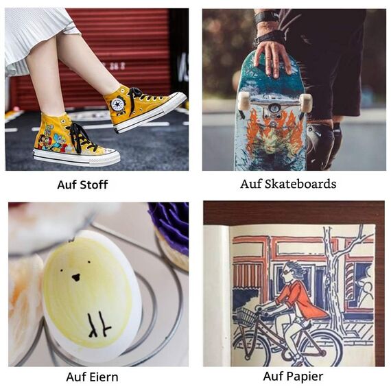 Shuttle Art Permanent Marker fein, 30 Permanent Marker bunt mit feiner Spitze, wasserfeste Stifte, Folienstift permanent, Filzstifte, für Kunststoff, Stein und Glas zum Bemalen und Färben geeignet.