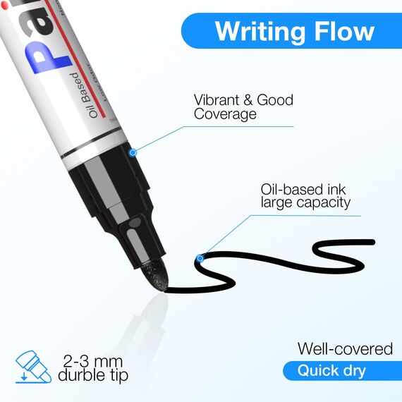STANBLUE Farbstifte, Farbmarker: 8 farbige wasserfeste Ölmarker, schnell trocknend, Permanentmarker für Steinmalerei, Kunststoff, Holz, Stoff, Glas, Metalle fast jede Oberfläche