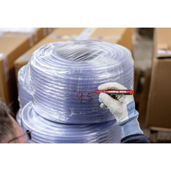 edding 300 Permanentmarker - blau - 1 Stift - Rundspitze 1,5-3 mm - wasserfest, schnell-trocknend - wischfest - für Karton, Kunststoff, Glas, Holz, Metall, Glas