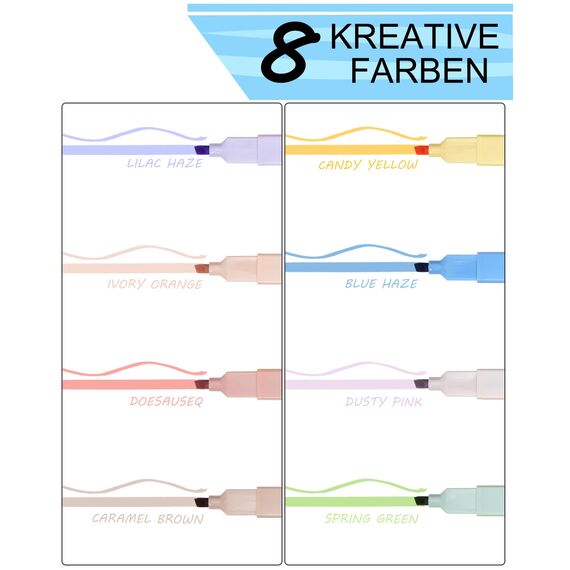 Willingood Textmarker Pastell Bibel Marker, Highlighter Set mit Weicher Meißel Spitze, 8 Stück, Dry Fast, Bibel Stifte für Dünne Papier Journal Planer Buch