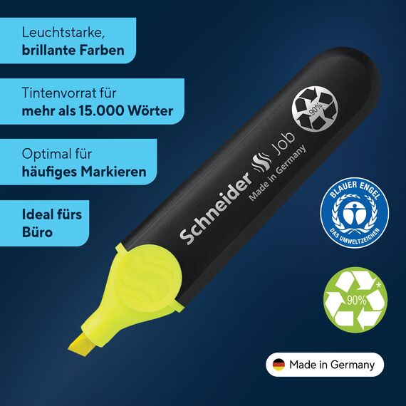 Schneider Job 150 Textmarker (aus recyceltem Kunststoff, ausgezeichnet mit Der blaue Engel) 8er Etui sortiert